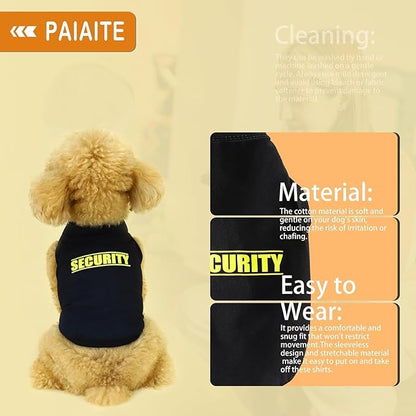 Discover Cozy Cotton Canine Wear: Soft, Lightweight, and Breathable Dog Shirt Vest with Eye-Catching Graphics(Security), Keeping Your Furry Friend Warm and Comfy! Grey S
