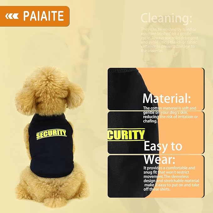 Discover Cozy Cotton Canine Wear: Soft, Lightweight, and Breathable Dog Shirt Vest with Eye-Catching Graphics(Security), Keeping Your Furry Friend Warm and Comfy! Grey XL