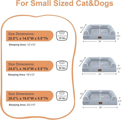Small Dog Bed Orthopedic Washable: Beds Bolster Small Sized Dogs Cats Bed Egg Crate Foam Couch Sofa Waterproof with Removable Cover