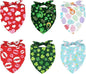 Whaline 6 Pack Valentine's Day Pet Bandanas Heart Pet Neckerchief Shamrock Clover Triangle Dog Bibs Easter Spring Bunny Dog Collar Scarf St. Patrick's Day for Pet Costume Accessories
