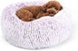 Calming Donut Dogs Beds for Small Dogs Washable,19inch Fluffy Round Puppy Bed for Puppies,Cats & Toy Breeds with Raised Rim,Fits up to 15 lbs Pets,Gradient Purple