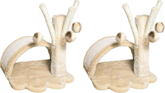 TRIXIE Tavira 15.4-in Cat Tree for Kittens, Sisal Cat Scratcher, Soft Plush-Cover Surfaces, 3 Dangling Cat Toys, Beige (Pack of 2)