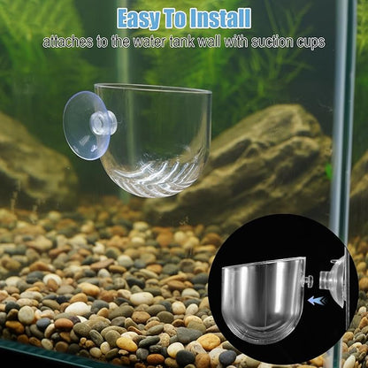 3 Pack Aquarium Plant Holder Clear Fish Tank Plant Holder Fishes Tanks Plants Pot Acrylic Aquarium Planter Cup with Suction Cups for Home Aquariums Aquascape Decor, Red Worm Fish Shrimp Feeder
