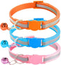 3 Pack Reflective and Breakaway with Bells of Cat Collar，Adjustable from 7.5 to 12.5 Inches, Ideal of Kitten Collar, Suitable for Girls and Boys (Orange/SkyBlue/Pink)