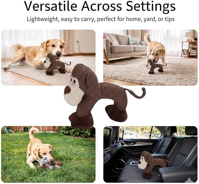 Linen Safari Companions, Squeaky Dog Chew Animals, with Durable Linen Material, Durable and Resistant to Chewing, for Relieve Dog's Boredom (Elephant)