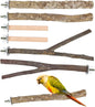 6 PCS Natural Wood Bird Perches Set, Parrot Stand Fork Toys, Hanging Multi-Branch Perch Bird Cage Accessories for Small Parakeets, Conures, Cockatiels, Budgies, Finches, 3 Types