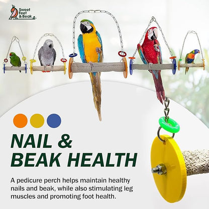 Sweet Feet and Beak Roll Bird Swing - Pumice Perch Bird Toys Trims Nails and Beaks, Safe and Non-Toxic Bird Cage Accessories for Small and Large Birds, Swinging Toys Birds Will Love, XSmall 4.5 Inches