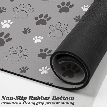 Dog Food Mat, Absorbent Water Bowl Mats Cat Pet Feeding Placemats Light Gray 24 * 32 inch