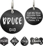 Ultra Joys Dog ID Tag, Custom Dog Tag Personalized Cat Tag, Pet ID Tag, Brushed Stainless Steel Round Dog Tag Black Large