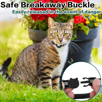 Airtag Cat Collar Breakaway, Reflective Kitten Collar with Apple Air Tag Holder and Bell for Girl Boy Cats, 0.4 Inches in Width and Lightweight(Orange)
