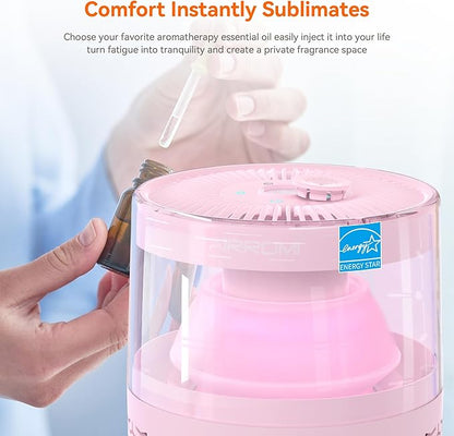 AIRROMI Pet Air Purifier for Home & Bedroom, HEPA Activated Carbon Filter, Removes Pet Dander & Odor, Allergies, Smoke, Hair, Night Light, Fragrance Sponge, Up to 658 ft², A2002 Pink