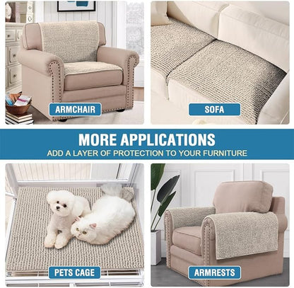 H.VERSAILTEX Plush Chenille Couch Armrest Cover 2 Packs Thick and Soft Sofa Covers Furniture Protector Cover for Pets (27.5" x 27.5", Island Fossi)