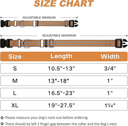 Martingale Dog Collar, Adjustable Nylon Reflective Collar with Quick Release Buckle (Turmeric Brown, Large)