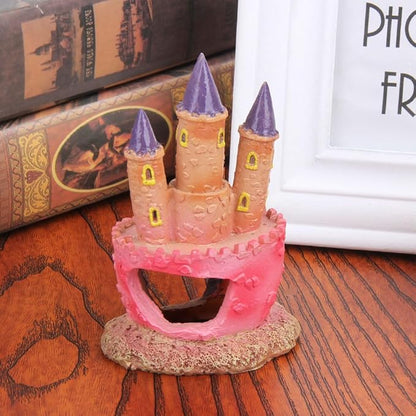 Fish Tank Decorations Pink Castle Aquarium Decorations Resin Fish Cave Hideouts Large Aquarium Decor,Vintage Castle Fish Tank Accessories for Betta Fish Freshwater and Saltwater Fishtanks