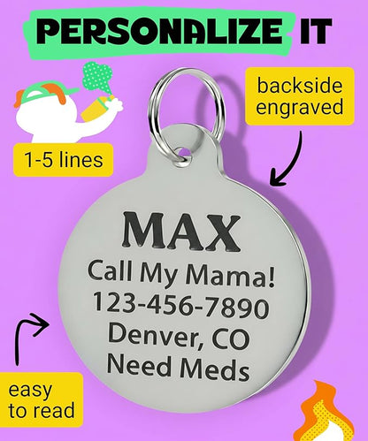 Bad Tags Personalized Dog and Cat ID Tags in 25+ Designs and 2 Sizes - 5 Lines of Custom Engraved Text - Funny Cute Personalized Pet Tags (Ask Me About My Butthole - Black, Large (1.25 inch))