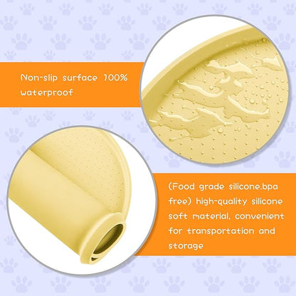 100% Waterproof 1.0" Raised Edge BPA Free Silicone Dog Food Mat, Pet Cat Feeding Mats Contain Spills Protects Floors, Placemats for Cats and Dogs Water Bowl Dishwasher XXL Large.