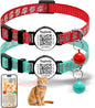Smart QR Code Cat Collar 2-Pack - Digital Pet ID Tag with Breakaway Safety Design, Reflective Strips & Adjustable Fit for Lost Cat Recovery (Red & Green)