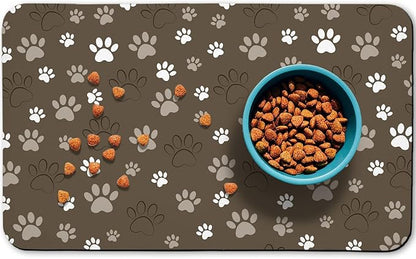 Dog Food Mat, Absorbent Water Bowl Mats Cat Pet Feeding Placemats Brown 24 * 32 inch