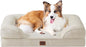 EHEYCIGA Orthopedic Dog Beds for Large Dogs, Waterproof Memory Foam Large Dog Bed with Sides, Non-Slip Bottom and Egg-Crate Foam Pet Couch Bed with Washable Removable Cover, Beige