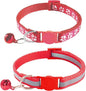 2 Pack Breakaway Cat Collars with Bells, Reflective Design and Claw Print Design, Safety Buckle, Adjustable 7.5-12.5 Inches for Kittens & Cats (Red)