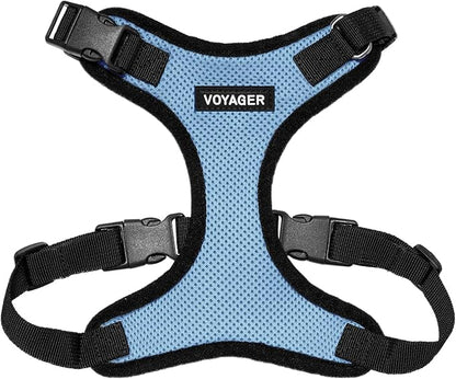 Voyager Step-in Pet Harness - All Weather Mesh, Adjustable Step in Harness for Cats and Dogs by Best Pet Supplies - Baby Blue/Black Trim, M