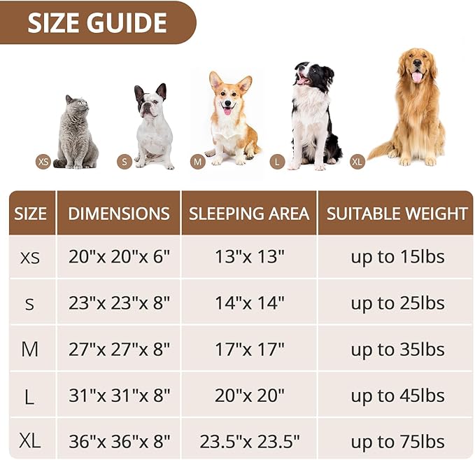 JOLLYVOGUE Calming Small Dog & Cat Bed for Indoor Cats - 20 inches Washable Donut Bed for Kittens & Puppies, Anti-Anxiety Round Fluffy Plush Pet Beds (Fits up to 15 lbs, Smoke Brown)