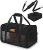 PETUX Airline Approved Pet Carrier - 17x11x9.5 in, Underseat, Top & Side Entry, Soft Sided Cat Dog Carrier for Small Cat & Dog Up to 12 lbs with Anti-Scratch Mesh & Litter Box for Travel & Vet - Black