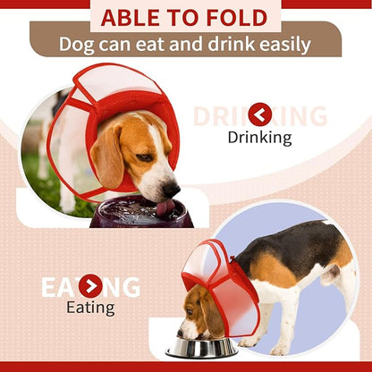Allroaring Dog Cone Collar After Surgery, Soft Dog Cones for Large Dogs, Breathable Pet Elizabethan Collar Dogs Recovery Cone to Stop Licking Protective Wound Lightweight E-Collar, Red XL