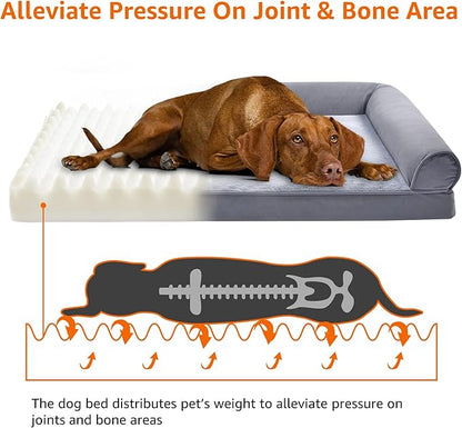 Amazon Basics Living Room Couch Dog Bed with Premium Foam, Non-Slip Bottom, Removable Washable Cover, Supportive Pressure-Relief for Dogs up to 30lbs, Medium (30" x 20"), Grey