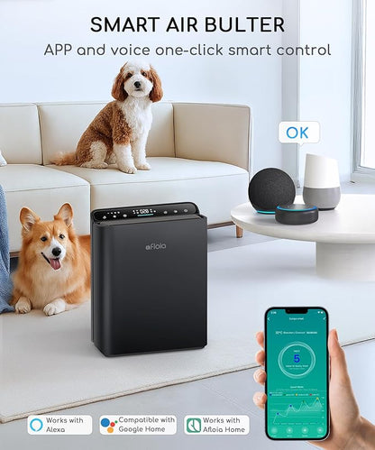 Air Purifier for Home Bedroom Large Room Up to 2000Ft²,Smart APP&Voice Control with Air Quality Sensor, Washable Pre Filter Cleaner for Pet Pollen Allergy Odor Dust Mold Smoke, Compatible with Alexa