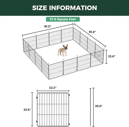 FXW MiniPaws Unleashed Dog Playpen, Expandable & Portable Design for Yard, RV Camping and Indoor Use, for Puppies and Small Dogs, 24-inch 16 Panels