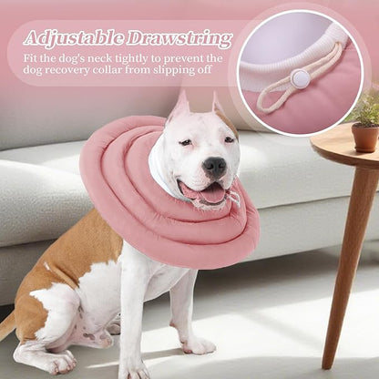 IDOMIK Dog Recovery Collar, Waterproof Soft Dog Cone After Surgery, Comfy Protective Elizabethan Collar Alternative for Dogs Cats, Adjustable Pet Neck Donut Cone Anti-Licking Biting Wounds,Pink,S