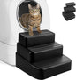 Adjustable 3 Steps Litter Box Ramp, Litter Box Step with Filter Function, Easy to Clean Cat Litter Stair Catcher for Older Cats and Small Cats (Black)