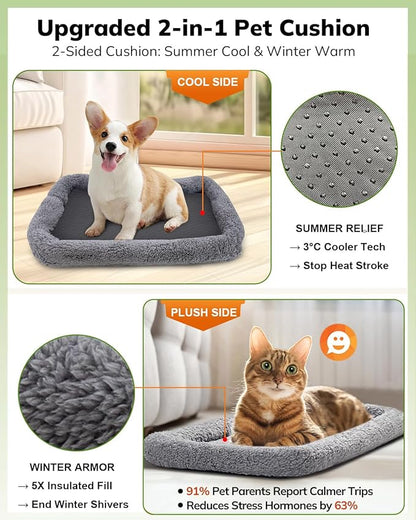 Morpilot Cat Carrier - Cat Carrier Soft for Medium or Large Cats up to 18lbs, with Dual-Sided Cushion, Secure Buckle and Foldable Bowl, Dog Carriers for Small Dogs(Purple)-17.3" L x 12.2" W x 13.4" H
