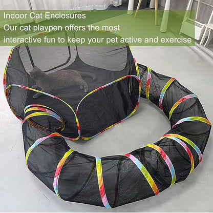 CLKHOWL Outdoor Cat Enclosure, Portable Cat Tents for Outside, Cage Free Outside Cat Playpen Pet Enclosure, Cat Tunnel Outdoor Playground for Indoor Cats & Small Animals