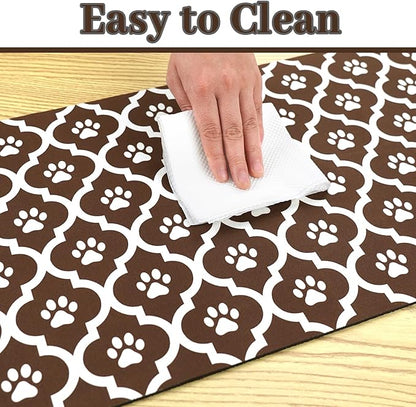 Dog Food Mat 24X32 Inch Pet Feeding Absorbent Mats for Floor Cat Water Bowl Placemats Non-Slip Washable Dog Mat for Food and Water
