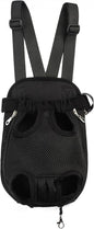 Pet Dog Puppy Cat Carrier Five Holes Backpack Double Shoulder Straps Canvas Cotton Front Chest Backpack Bag(Black, Medium)