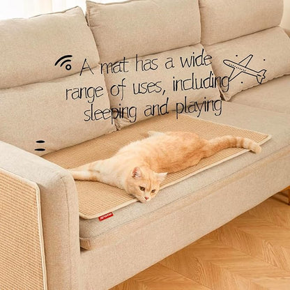 Cat Scratch Mat,23.6 X 15.7 Inch, Natural Sisal Cat Scratching Mat with Jute Border,Protect Sofas, Carpets,Floor, and cat Paws,Beige
