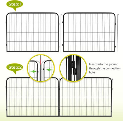 BestPet | Dog Playpen | 24 Inch, 12 Panels | Heavy Duty Metal Pet Exercise Pen | Indoor Outdoor Fence Panels | Rust-Resistant, Removable, Tool-Free Setup | Anti-Skid, Expandable Design