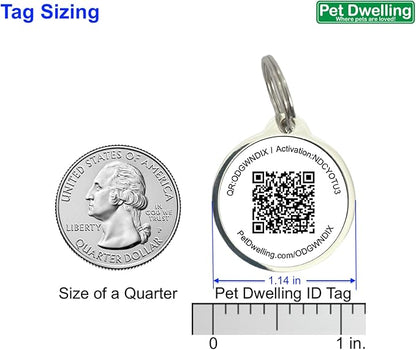 Pet Dwelling QR Pet Tag – Easy Scan Instant Location Alerts, Online Pet Profile with AI Feature for Dogs & Cats (Purple Paw)