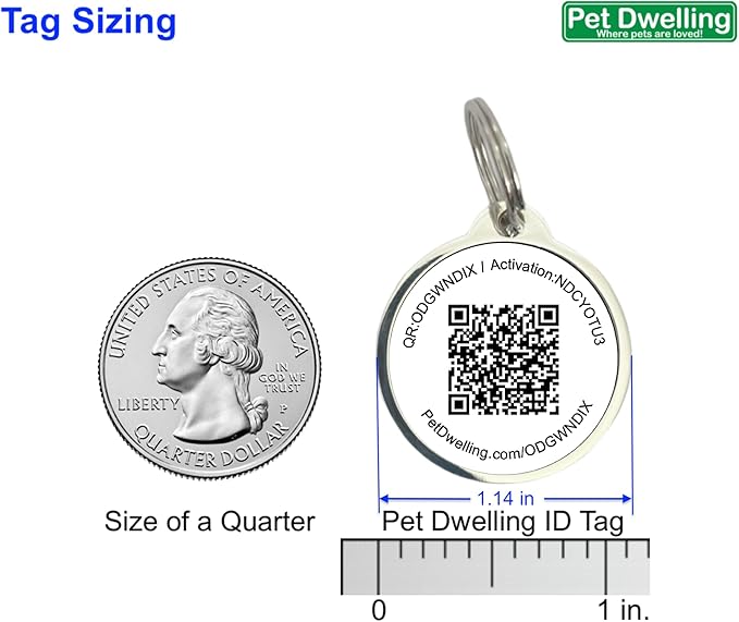 Pet Dwelling QR Code Pet ID Tag – Smart Dog & Cat ID Tags for Pet Safety, Free Personalized Online Profile, Instant Scan Alerts, AI Insights (Red Heart)