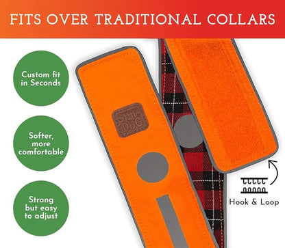 SPOT THE DOG! Reflective Dog Collar - Adjustable Pet Collars, Safe, Durable, Comfortable Dog Walking Accessories for Medium Dog, Hunting Dog, Puppy, Boy, Girl Dog Collars (Blaze Orange, Red Plaid, M)