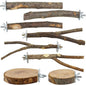 8-Piece Set Natural Wood Bird Perches - Wooden Parrot Stand with Fork Toys, Hanging Multi-Branch Platform, Hammock Swing - Suitable for Parakeets, Budgies - Durable Pet Bird Accessories