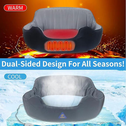 Self-Warming Heated Orthopedic Dog Bed with Dual-Side Comfort (Grey), Reversible Heating Pad for Cats & Small Pets, Waterproof and Machine Washable