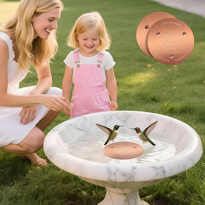 NNG 3 Pack Bird Bath Copper Disk,1mm Thick Reinforced 99.9% Pure Copper Bird Bath Purification Disk with Triple-Point Support,Physical Safe Water Cleaner for Outdoor Birdbaths Bowls,All-Season Use