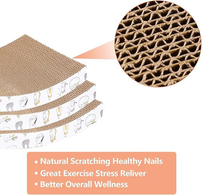 PatiencET Cardboard Cat Scratcher Pads, 6-Pack (3 Flat Double-Sided, 3 Wavy), Catnip Included, for Small and Medium Indoor Cats