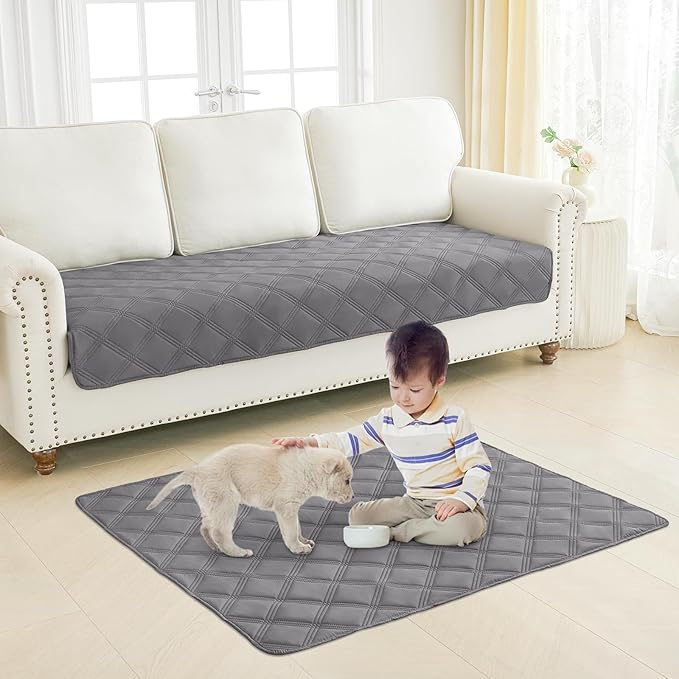 Smiry Waterproof Dog Bed Cover Blanket 40x90, Soft Reversible Pet Blanket, Washable Leakproof Cats Dogs Couch Cover for Sofa, Couch, Furniture, Grey/Grey