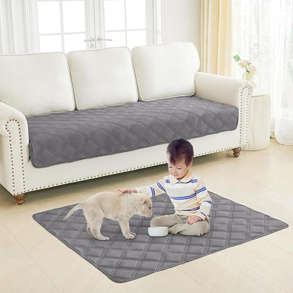Smiry Waterproof Dog Bed Cover Blanket 82x82, Soft Reversible Pet Blanket, Washable Leakproof Cats Dogs Couch Cover for Sofa, Couch, Furniture, Grey/Dark Grey