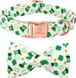 Lionheart Glory St. Patrick's Day Dog Collar - Adjustable Green Collar with Lucky Clover Shamrock Bow for X-Small Dogs