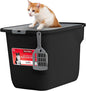IRIS USA Cat Litter Box, Large Cat Box Enclosure, Top Entry with Litter Catching Lid, Enclosed with Scoop, Black/Gray
